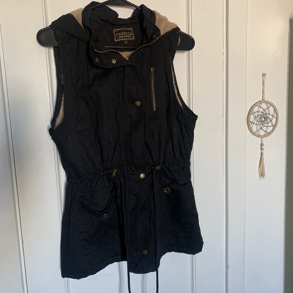 Lined Jacketed Vest with Hood